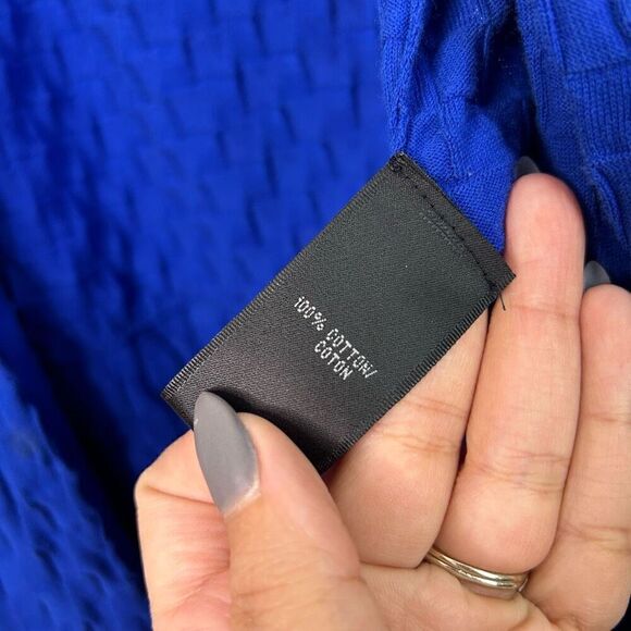 Lafayette 148 Women’s Royal Blue Textured Cotton Sleeveless Drape Cardigan M - Picture 7 of 14